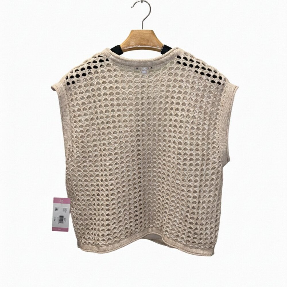 NWT Steve Madden Beige Crochet Top Overlay with Matching Camisole